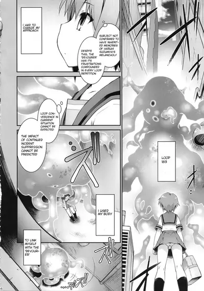 (C94) [Tomoshibiya Koubou (Tomoshibi Hidekazu)] Ruiseki Kairaku Jouhougun | Cumulative Pleasure Information Cluster (Suzumiya Haruhi no Yuuutsu) [English]